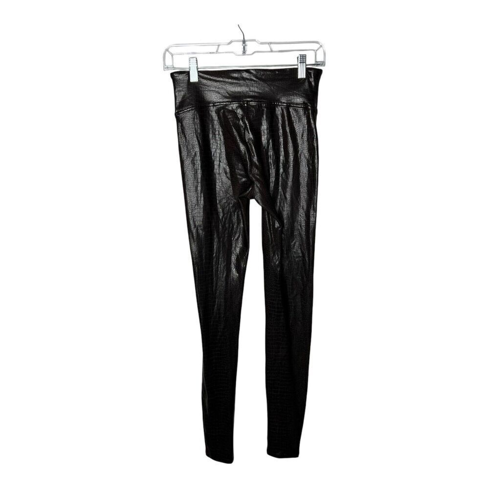 Spanx‎ Leggings Womens Small Faux Leather Croc Brown Elastic Waist Slimming - Picture 2 of 11